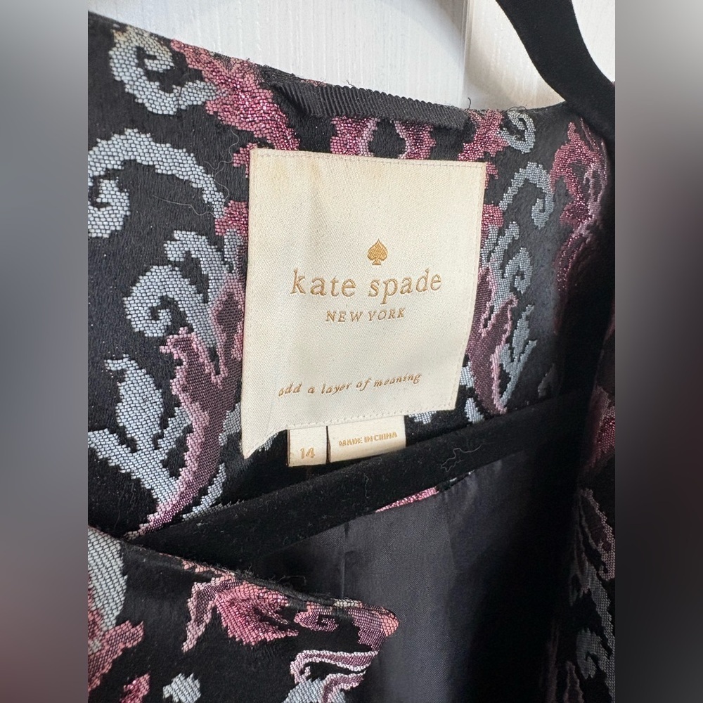Kate Spade Finer Things Tapestry Jacquard Jacket – Size 14 – Metallic Blue/Pink - Picture 5 of 13